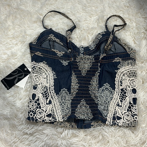 Rampage Denim Sleeveless Top with Zipper Large - Picture 2 of 3